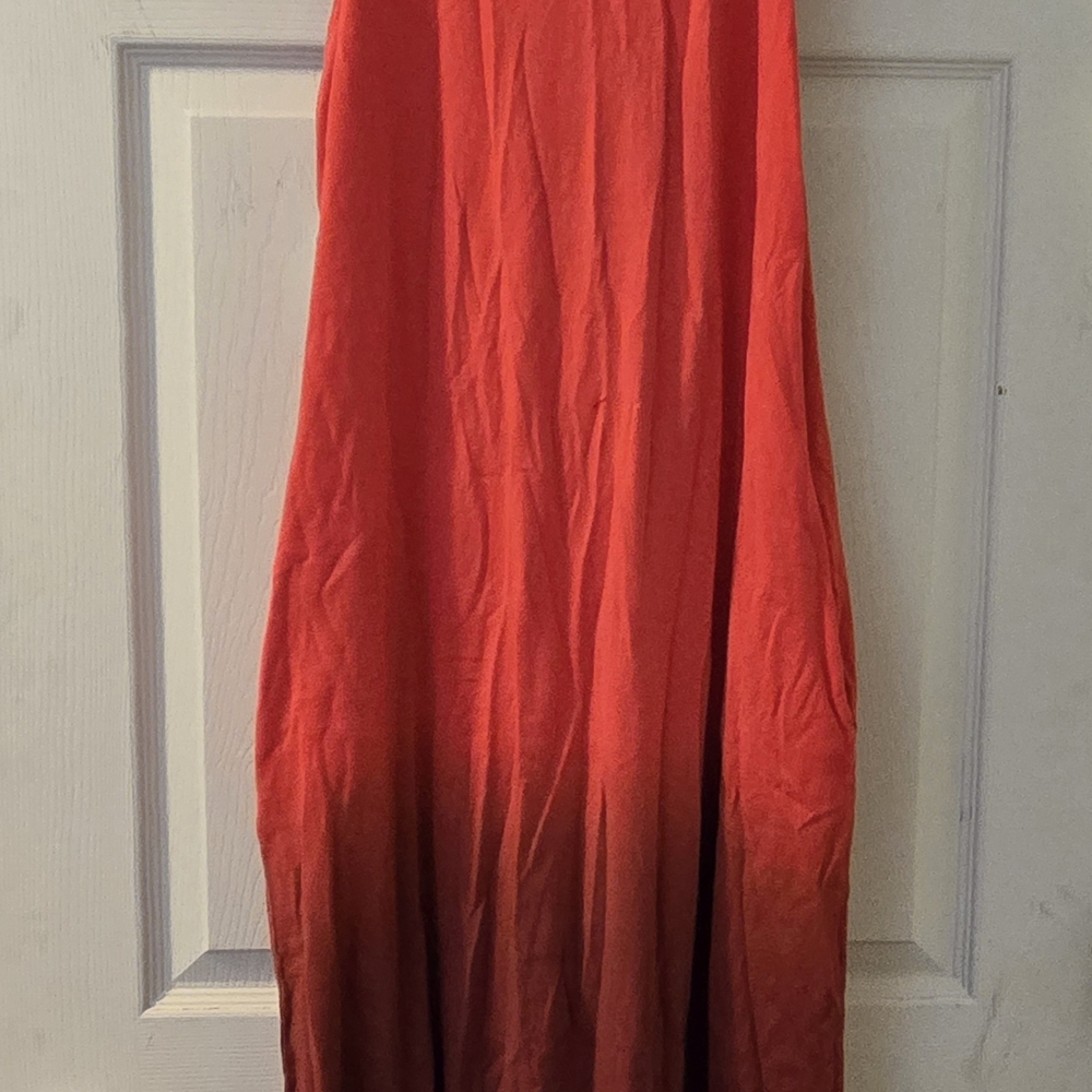 Time and Tru Coral-Red Ombre Maxi Skirt